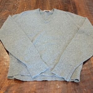 Vintage Lord Jeff Lambs Wool Sweater V-Neck Gray Made In USA Mens‎ Size Medium